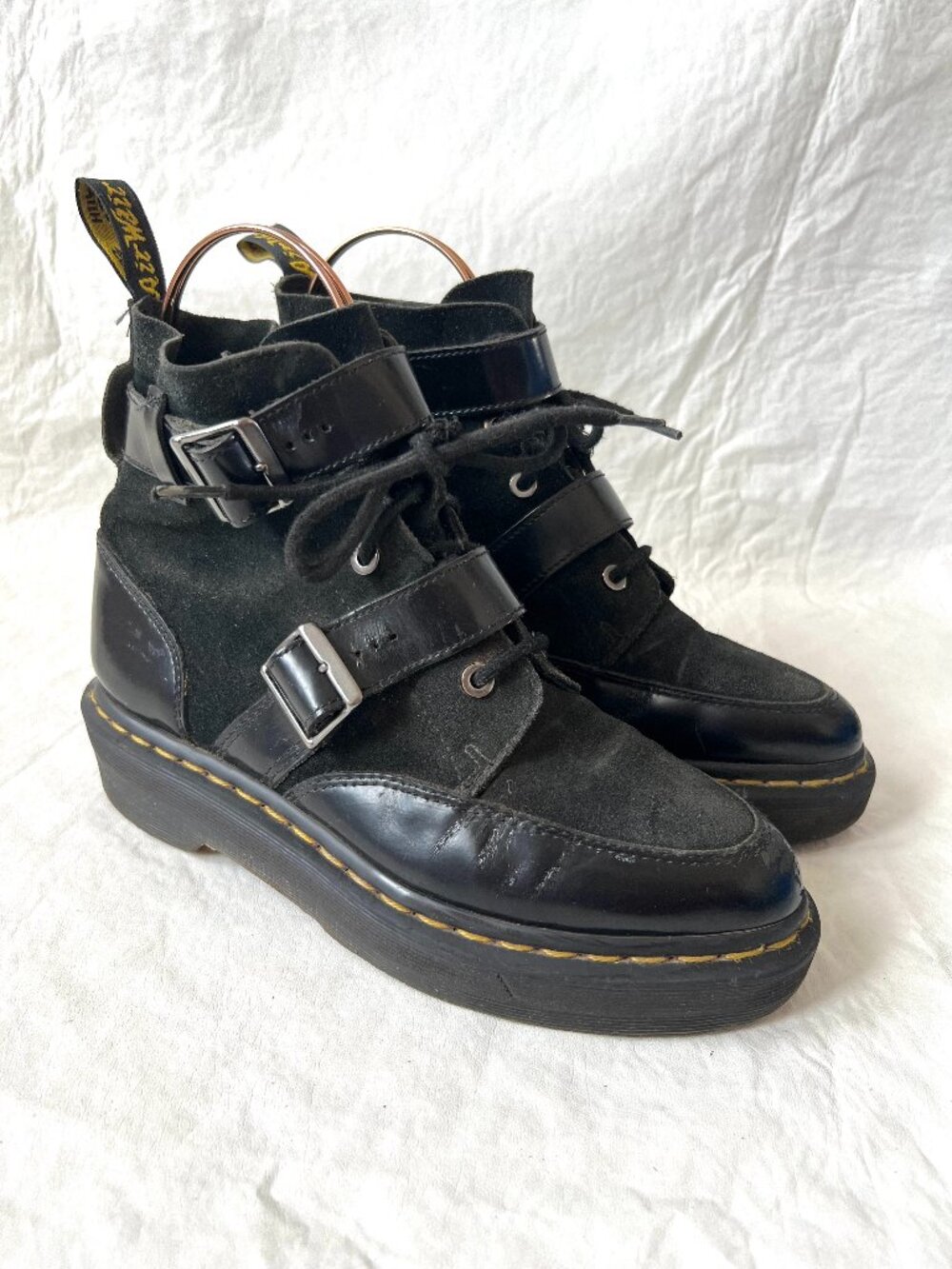 Dr Martens boots Masha Creeper black leather pointed toe lace up womens 7 docs